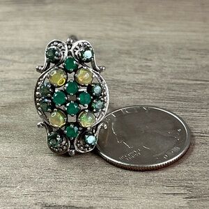 Nicky Butler Sterling Silver Opal & Green Topaz Multi Gemstone Paisley Ring